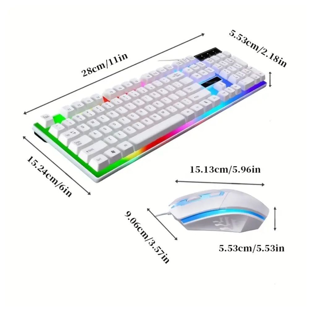 Gaming Keyboard Mouse Set Rainbow LED Wired USB For PC Laptop PS4 One 360UK
