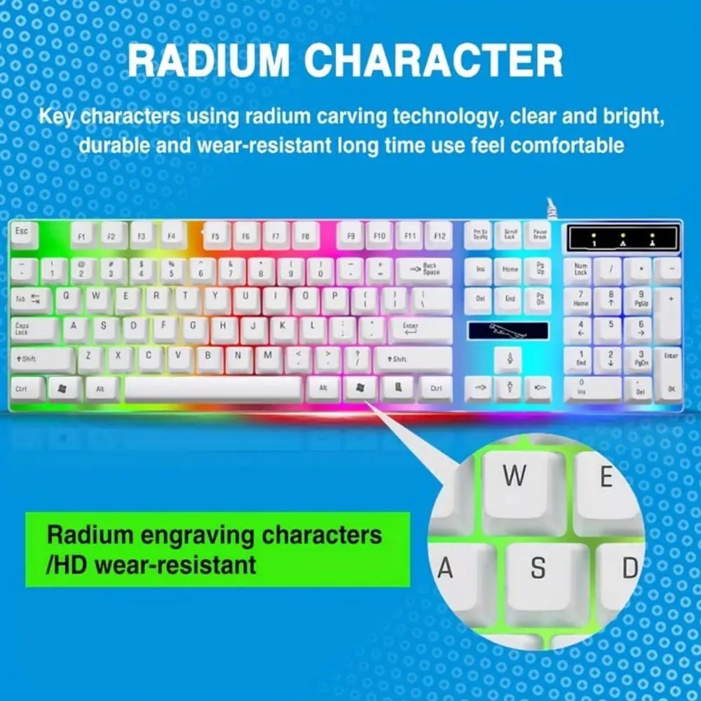 Gaming Keyboard Mouse Set Rainbow LED Wired USB For PC Laptop PS4 One 360UK