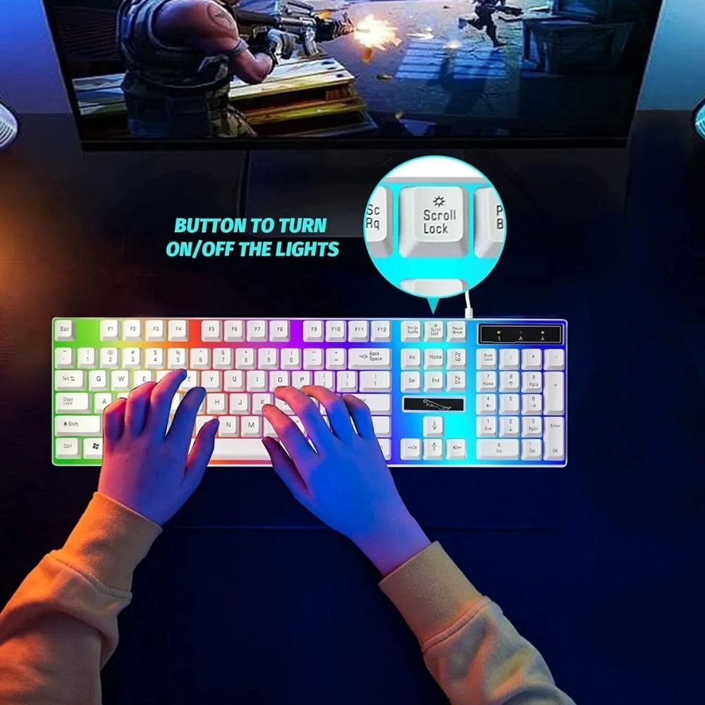 Gaming Keyboard Mouse Set Rainbow LED Wired USB For PC Laptop PS4 One 360UK