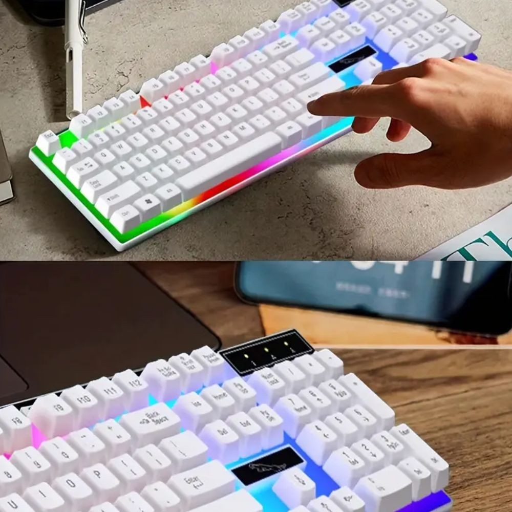 Gaming Keyboard Mouse Set Rainbow LED Wired USB For PC Laptop PS4 One 360UK