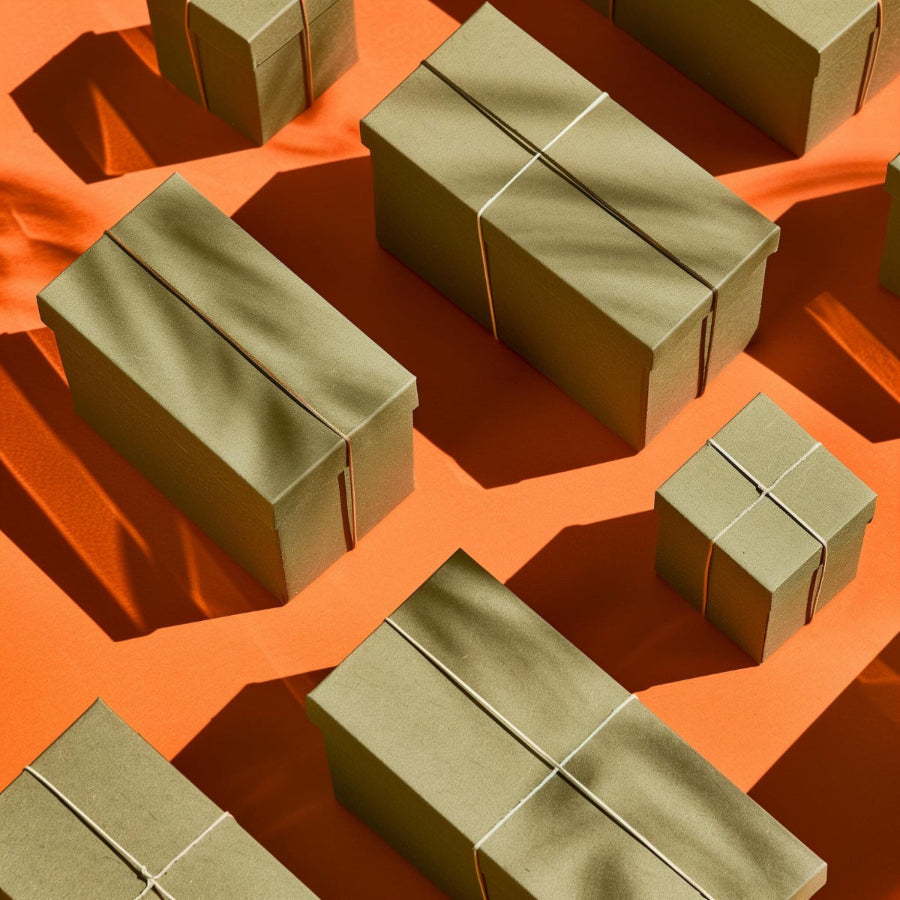 Green boxes on an orange background