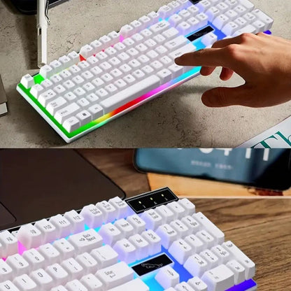 Gaming Keyboard Mouse Set Rainbow LED Wired USB For PC Laptop PS4  One 360UK